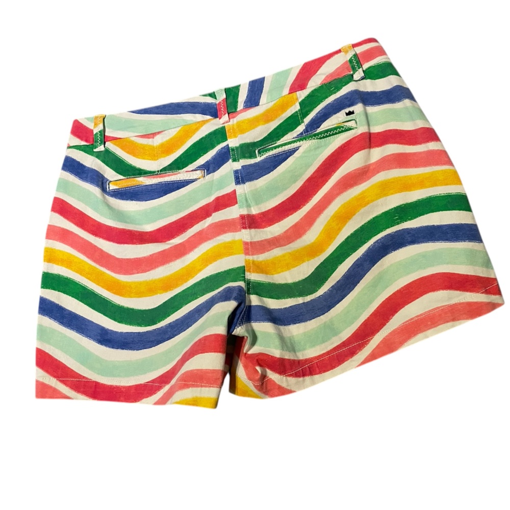 Crown & Ivy Caroline Classic Fit Twill Chino Shorts Multicolor Wave Print - 10 - Picture 2 of 8